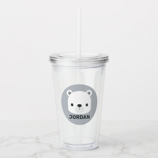 Niedlicher kleiner Polarbär mit Personalisiertem N Acryltrinkbecher (Vorderseite)
