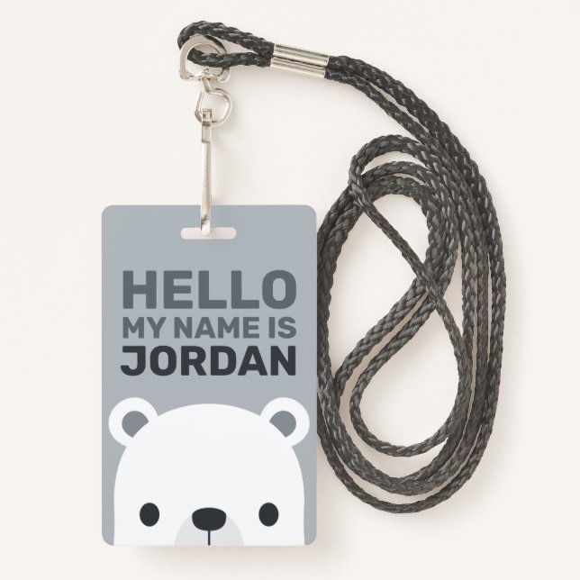 Niedlicher kleiner Polarbär mit Personalisiertem N Ausweis (Vorderseite mit Schlüsselband)