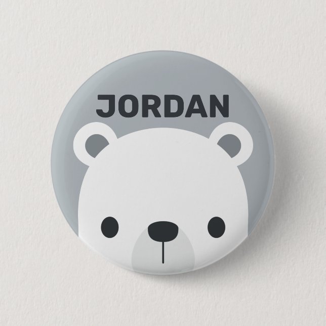 Niedlicher kleiner Polarbär mit Personalisiertem N Button (Vorderseite)