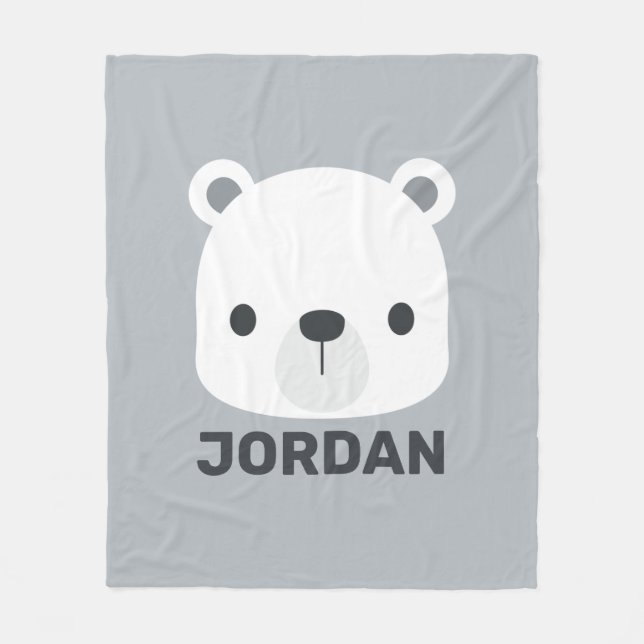 Niedlicher kleiner Polarbär mit Personalisiertem N Fleecedecke (Vorderseite)