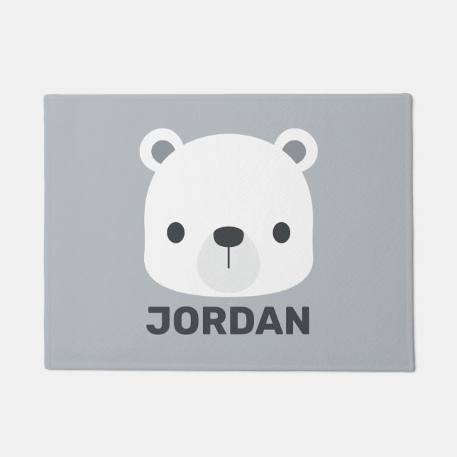 Niedlicher kleiner Polarbär mit Personalisiertem N Fußmatte (Vorderseite)