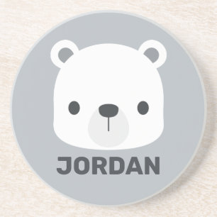 Niedlicher kleiner Polarbär mit Personalisiertem N Getränkeuntersetzer