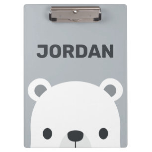 Niedlicher kleiner Polarbär mit Personalisiertem N Klemmbrett