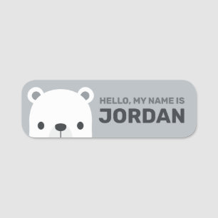 Niedlicher kleiner Polarbär mit Personalisiertem N Namensschild