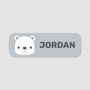 Niedlicher kleiner Polarbär mit Personalisiertem N Namensschild