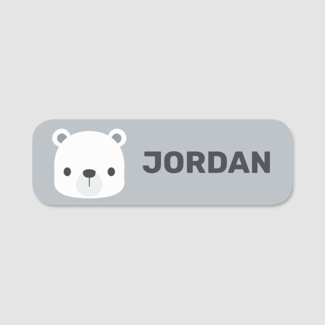 Niedlicher kleiner Polarbär mit Personalisiertem N Namensschild (Vorderseite)