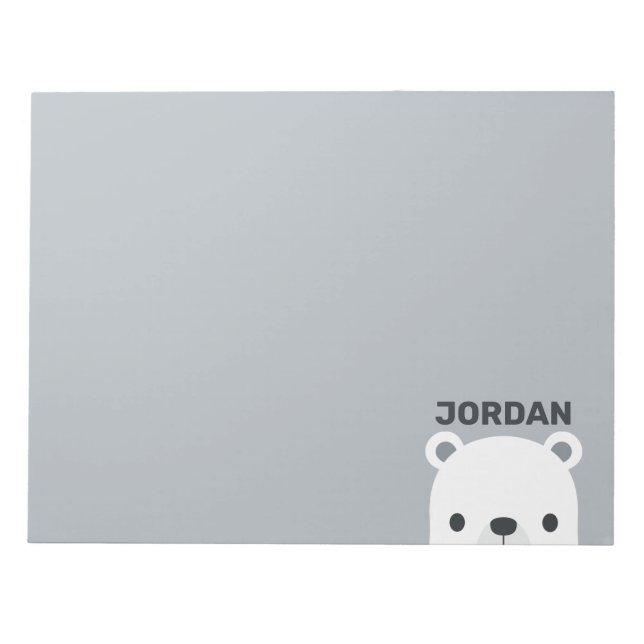 Niedlicher kleiner Polarbär mit Personalisiertem N Notizblock (Vorderseite)