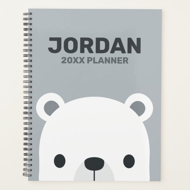 Niedlicher kleiner Polarbär mit Personalisiertem N Planer (Vorderseite)