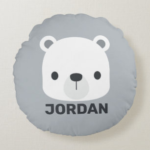 Niedlicher kleiner Polarbär mit Personalisiertem N Rundes Kissen