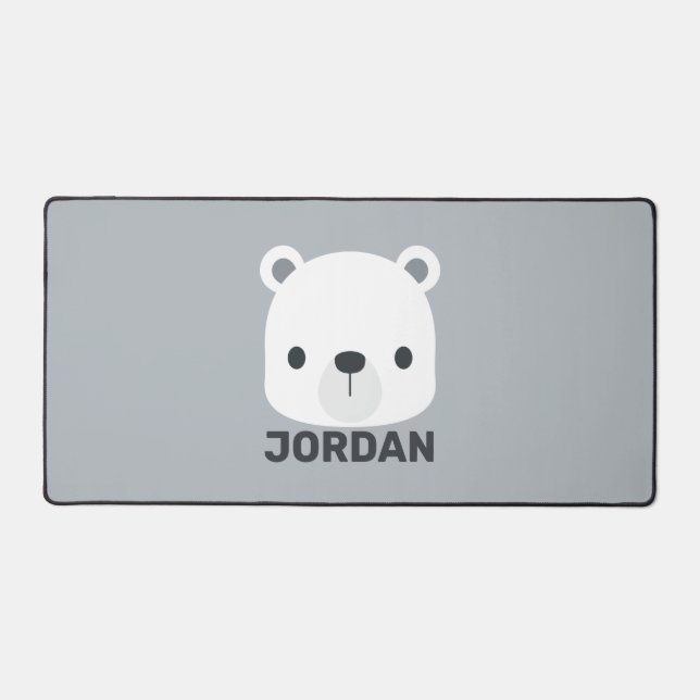 Niedlicher kleiner Polarbär mit Personalisiertem N Schreibtischunterlage (Vorderseite)