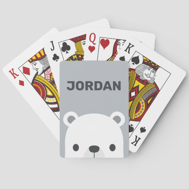 Niedlicher kleiner Polarbär mit Personalisiertem N Spielkarten (Rückseite)