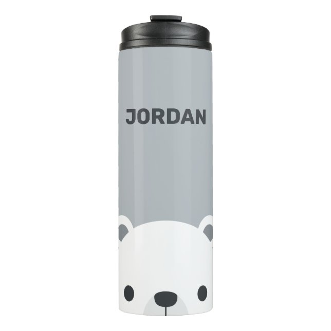 Niedlicher kleiner Polarbär mit Personalisiertem N Thermosbecher (Vorderseite)