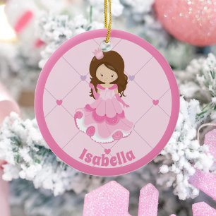 Niedlicher kleiner Prinzessin Pink Custom Keramik Ornament