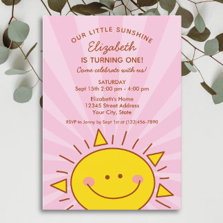 Niedlicher kleiner Ray von Sunshine Pink Baby 1. G Einladung