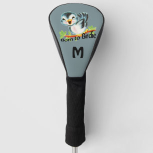 Niedlicher kleiner Retro Vogel geboren Birdie mit Golf Headcover