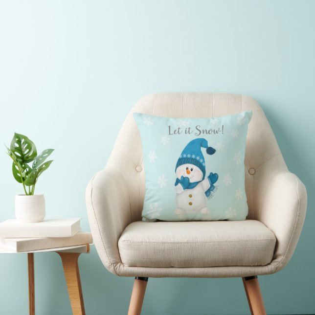 Niedlicher kleiner Schneemann lässt es schnee! Fro Kissen (Stuhl )