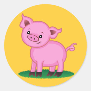Niedlicher kleiner Schwein-Aufkleber Runder Aufkleber