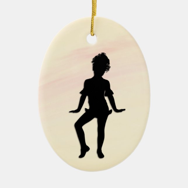 Niedlicher kleiner Tänzer Mellow Yellow Keramik Ornament (Vorne)