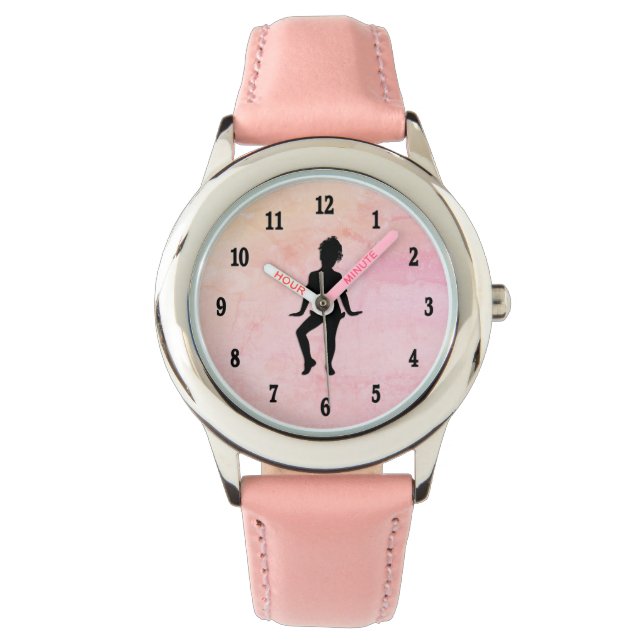 Niedlicher kleiner Tänzer Pink Armbanduhr (Vorderseite)
