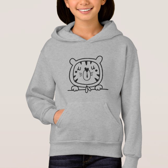 Niedlicher kleiner Tiger für Mädchen, grau Hoodie (Vorderseite)