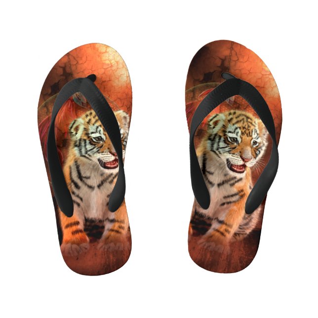 Niedlicher kleiner Tiger Kinderbadesandalen (Fußbett)