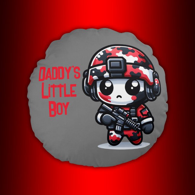 Niedlicher kleiner Typ der Camouflage - Rot, Schwa Rundes Kissen (Von Creator hochgeladen)