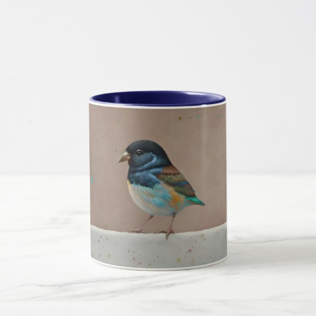 Niedlicher kleiner Vogel auf einem Zaun Tasse Cup (Zentrum)