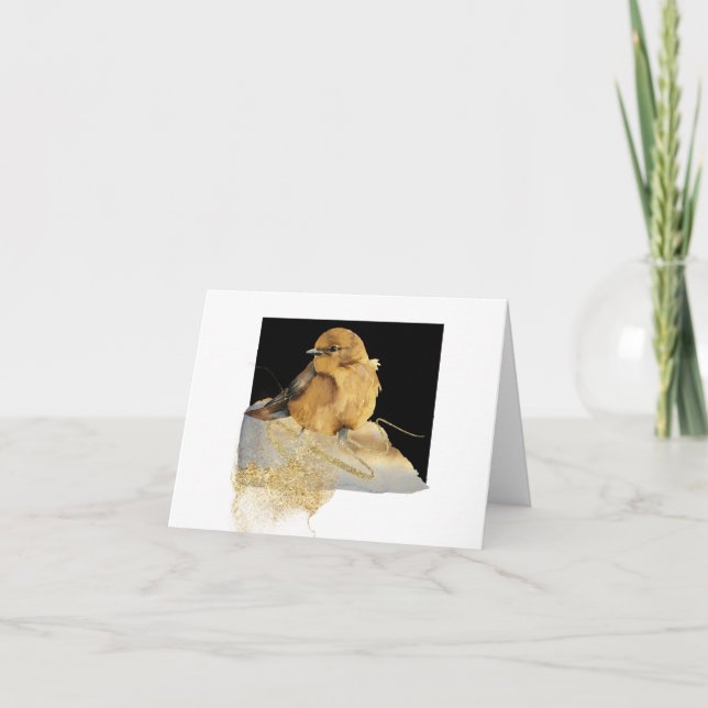 Niedlicher kleiner Vogel, Leder Dankeskarte (Vorderseite)
