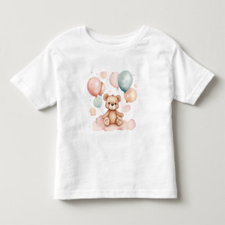 Niedlicher Kleiner Wasserfarbenballon-Bär auf der  Kleinkind T-shirt