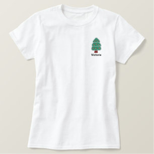 Niedlicher kleiner Weihnachtsbaum Personalisiert Besticktes T-Shirt