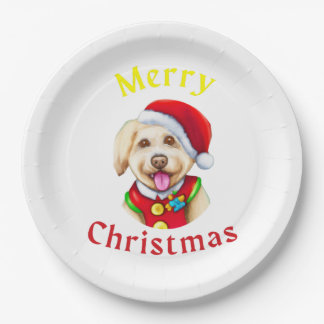 Niedlicher kleiner Weihnachtsmann Frohe Weihnachte Pappteller