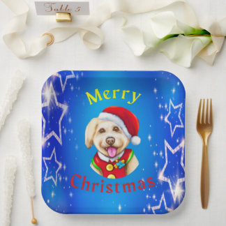 Niedlicher kleiner Weihnachtsmann Frohe Weihnachte Pappteller