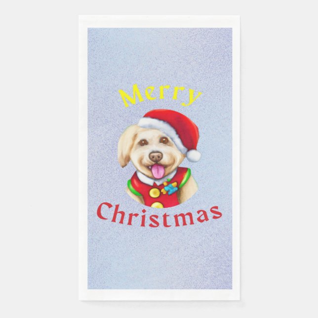 Niedlicher kleiner Weihnachtsmann Frohe Weihnachte Serviette (Vorderseite)
