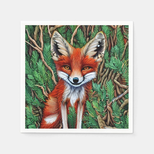 Niedlicher kleiner Wildnisfuchs Serviette (Vorderseite)