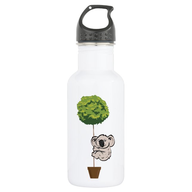 Niedlicher Koala auf dem Baum Edelstahlflasche (Vorderseite)
