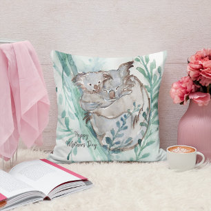 Niedlicher Koala Baby Hug Wasserfarbe Tiermütter T Kissen