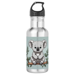 Niedlicher Koala-Bär auf aquamarin Edelstahlflasche