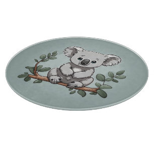 Niedlicher Koala-Bär auf aquamarin Schneidebrett