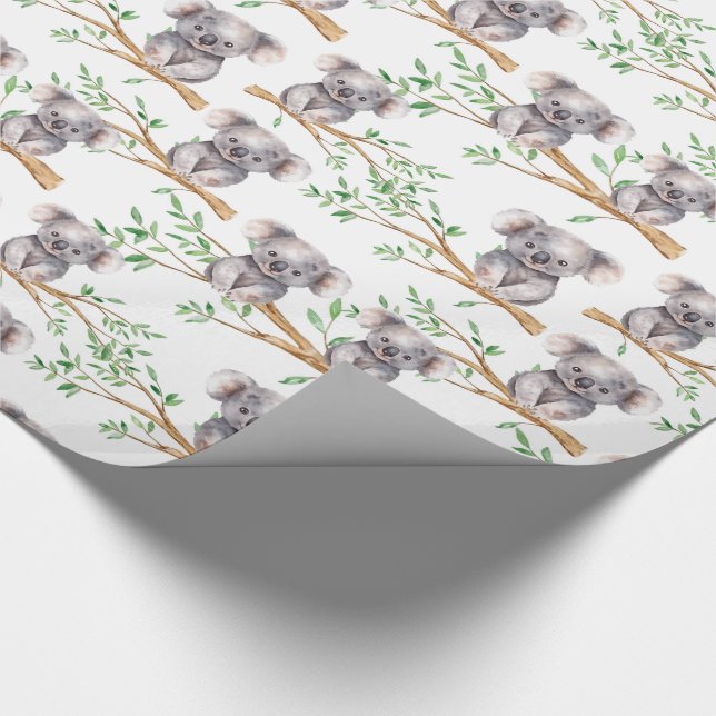 Niedlicher Koala-Bär auf Baumzweig Geschenkpapier (Ecke)