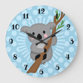 Niedlicher Koala Bär - Blue Polka Dot Große Wanduhr