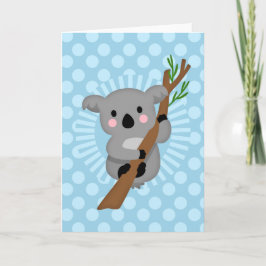 Niedlicher Koala Bär - Blue Polka Dot Karte