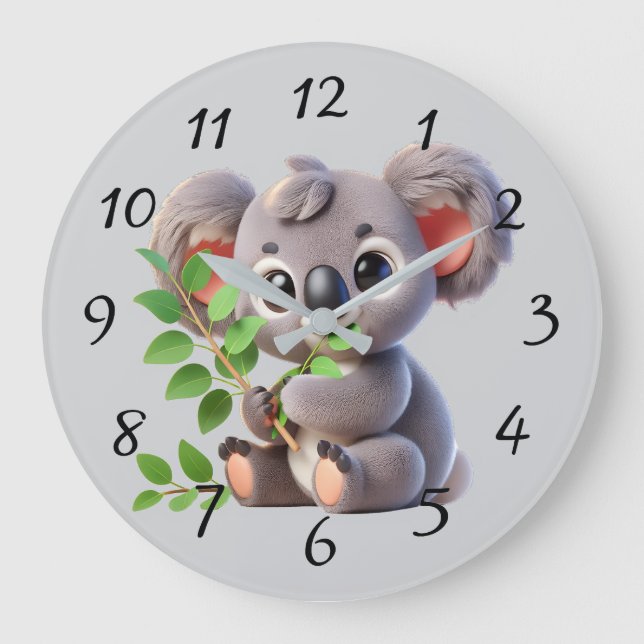 Niedlicher Koala-Bär Große Wanduhr (Vorderseite)