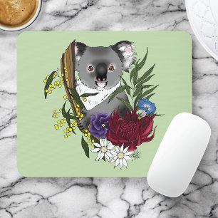 Niedlicher Koala-Bär Grüne Australische Tierwelt F Mousepad