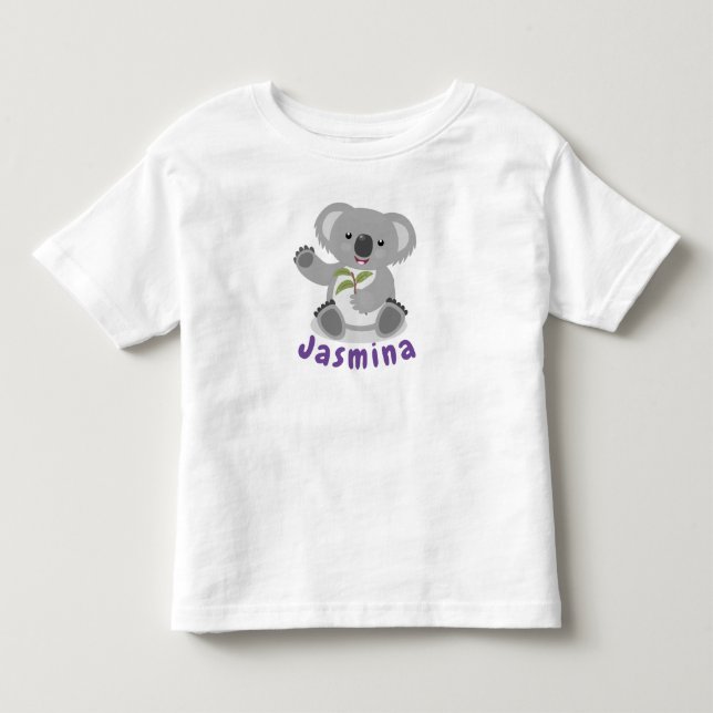 Niedlicher Koala-Bär mit Blätter Cartoon-Abbildung Kleinkind T-shirt (Vorderseite)