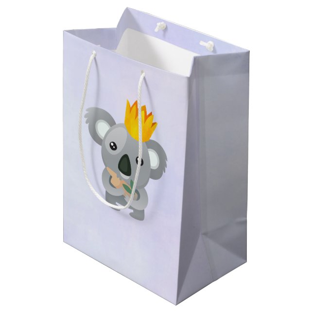 Niedlicher Koala-Bär mit Goldener Krone Mittlere Geschenktüte (Vorderseite Schrägansicht)