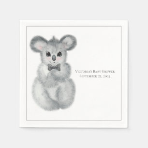 Niedlicher Koala-Bär Name Floral Moderne Babydusch Serviette