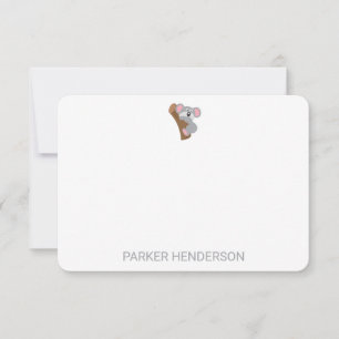 Niedlicher Koala Bär Personalisiert Kids Stationie Dankeskarte