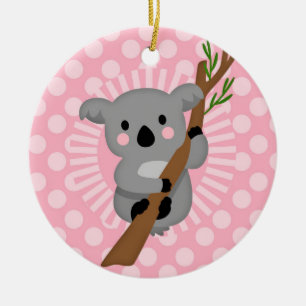 Niedlicher Koala-Bär - rosa graues Mädchen Keramik Ornament
