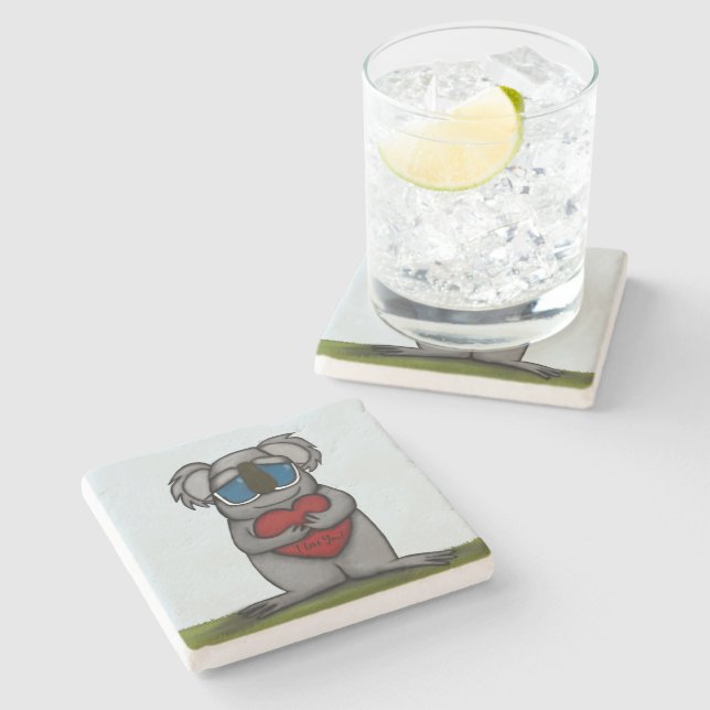 Niedlicher Koala-Bär Steinuntersetzer (Seitenansicht)