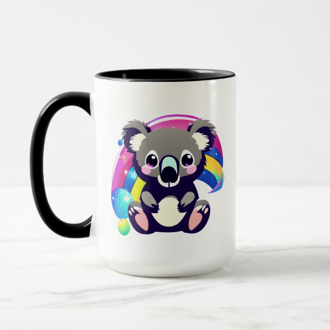 Niedlicher Koala-Bär und Regenbogen-Personalisiert Tasse (Links)